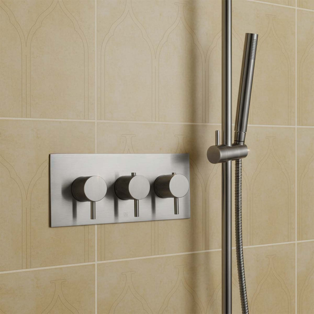 Two Outlet Thermostatic Shower Valve, Horizontal - Brushed Black