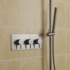 Two Outlet Thermostatic Shower Valve, Horizontal - Brushed Black