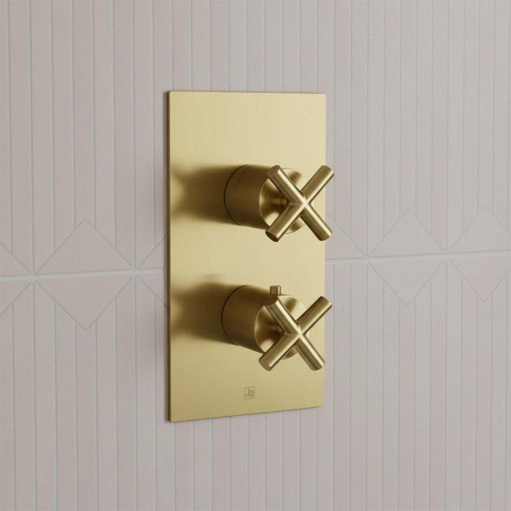 Two Way Thermostatic Shower Mixer Valve - Brushed Brass