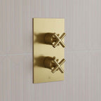 Two Way Thermostatic Shower Mixer Valve - Brushed Brass