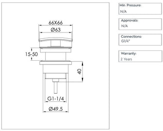 Universal Black Basin Waste Slotted and Unslotted Secondary image