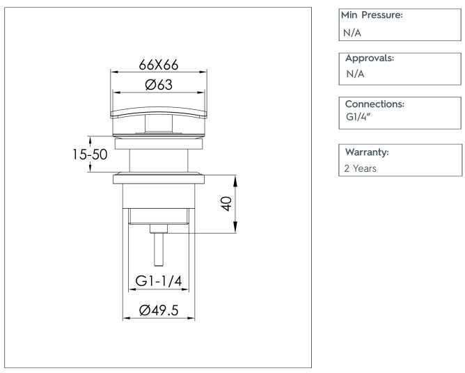Universal Basin Waste Slotted/Unslotted - Chrome Finish Secondary image