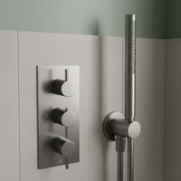 Vertical 3 Outlet Concealed Shower Valve Knurled Handles - Brushed Black