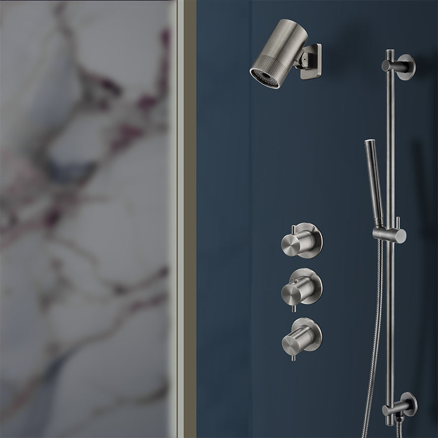 Vertical Thermostatic Concealed 2 Outlet Shower Valve - Brushed Black