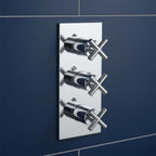 Vertical Wall Mounted Triple Concealed Shower Valve - Chrome