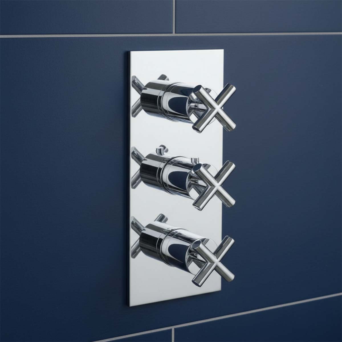 Vertical Wall Mounted Triple Concealed Shower Valve - Chrome