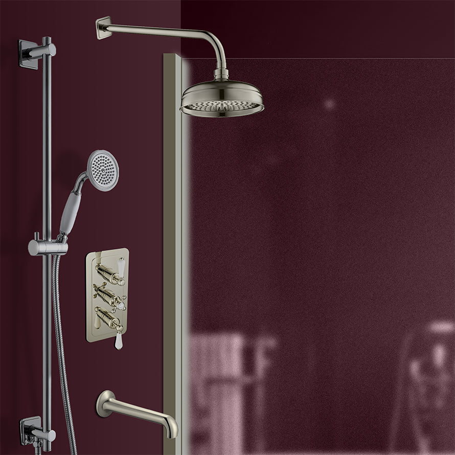 Victorian 3-Outlet Concealed Thermostatic Shower Valve - Brushed Nickel Secondary image