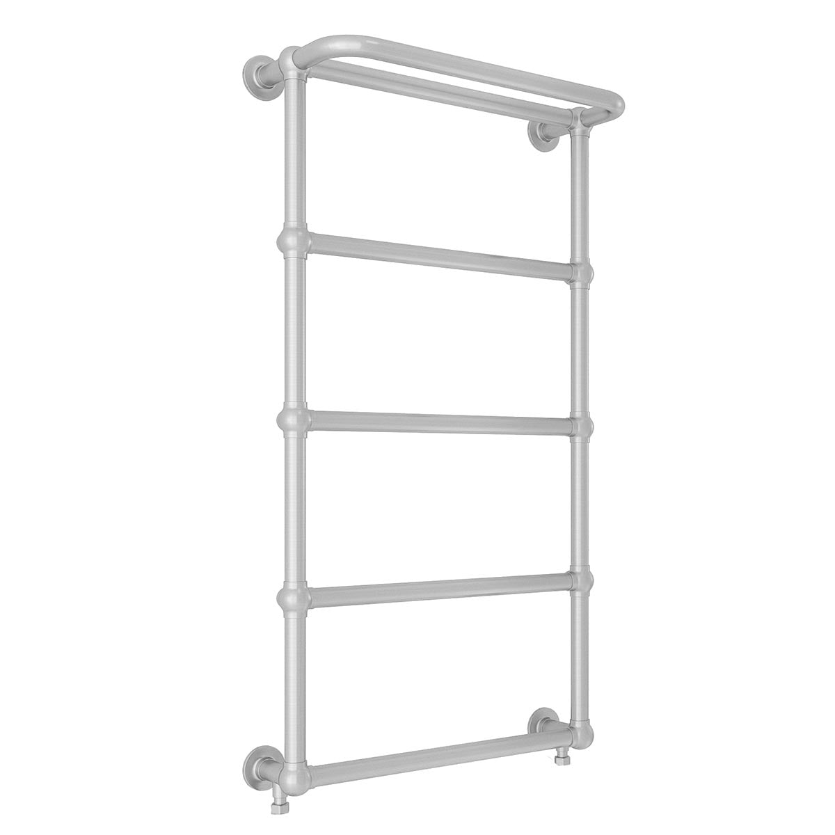 Nickel Traditional Towel Radiator with Overhanging Rail - 1193mm x 600mm