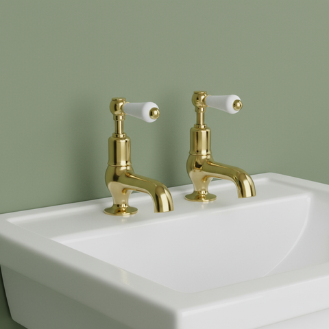 Victorian Cloakroom Pillar Taps with Lever Handle