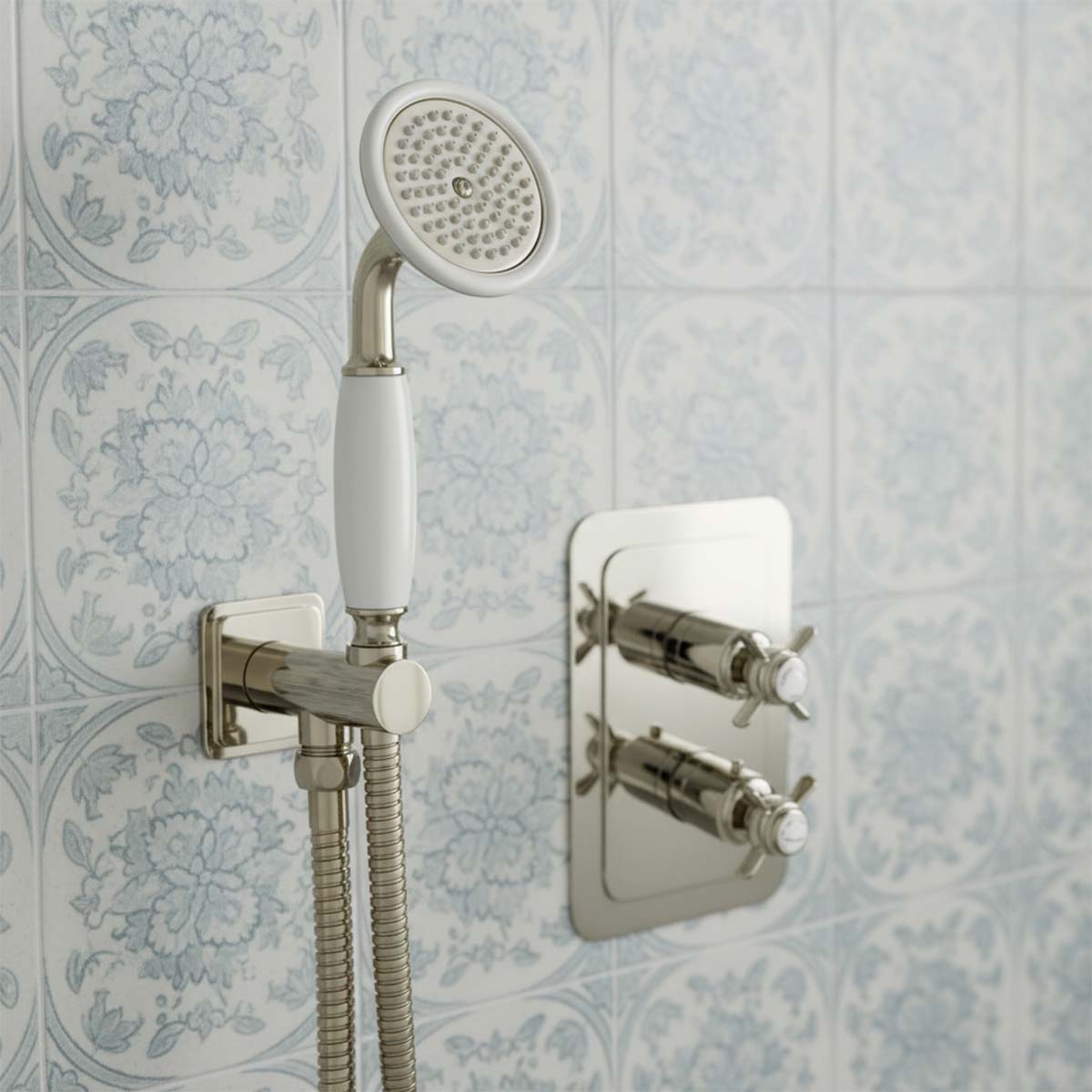 Traditional Shower Handset with Outlet Elbow, Bracket and Hose - Nickel 