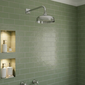 Victorian Shower Head 200mm With Wall Mounted Shower Arm 400mm - Chrome Main image