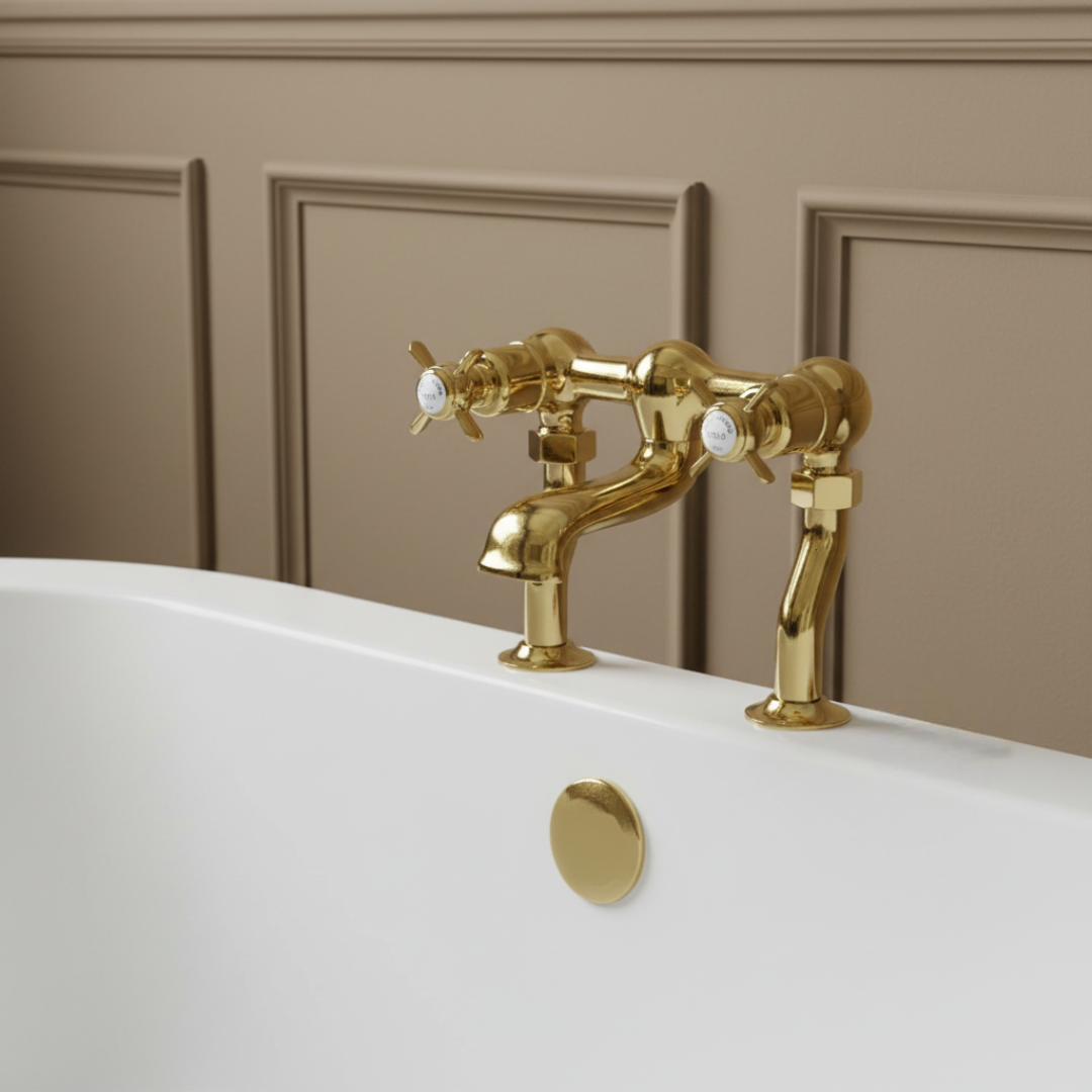 traditional bath filler tap polished gold