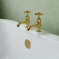 Traditional Deck-Mounted Pinch Crosshead Bath Pillar Taps