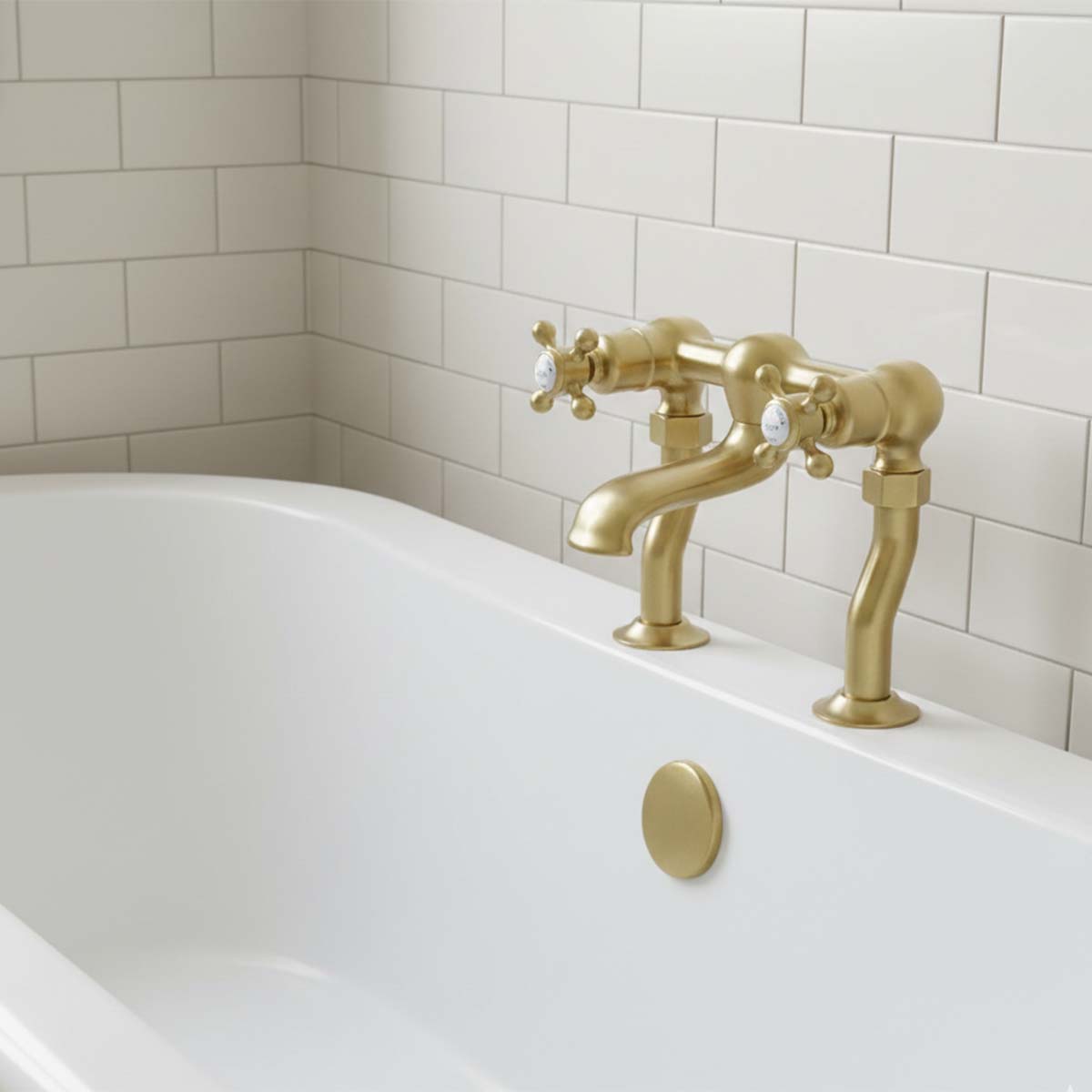 Victorian brass crosshead bath tap deck mounted 