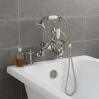 Victorian brushed nickel wall mounted bath tap