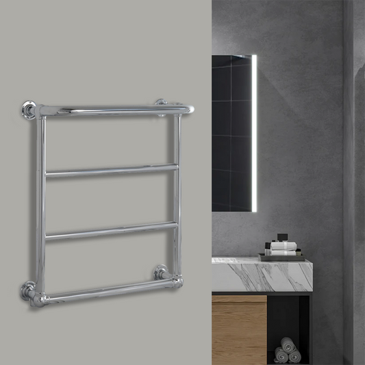 Victorian Chrome Towel Warmer Rail Dual Fuel- 720mm x 600mm