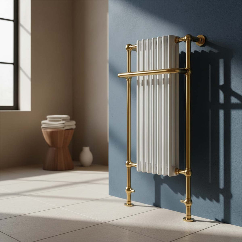 Victorian gold heated towel rail