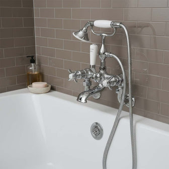 Traditional Wall Mounted Bath Shower Mixer with Shower Kit - Chrome Secondary image
