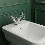 Victorian style bidet mixer tap with pop up waste - chrome 