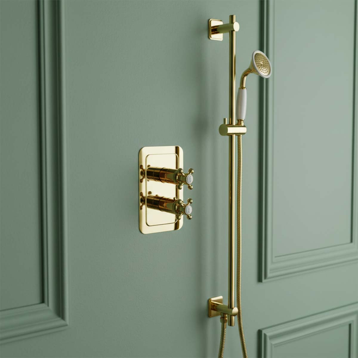 Victorian style concealed shower valve - gold