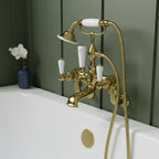 Gold Wall Mounted Bath Shower Mixer Tap with Kit