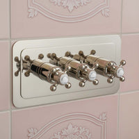 Vintage style dual outlet concealed shower valve - brushed nickel 