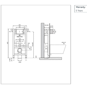 820cm Pre-wall WC Wall Hung Frame with Cistern Secondary image