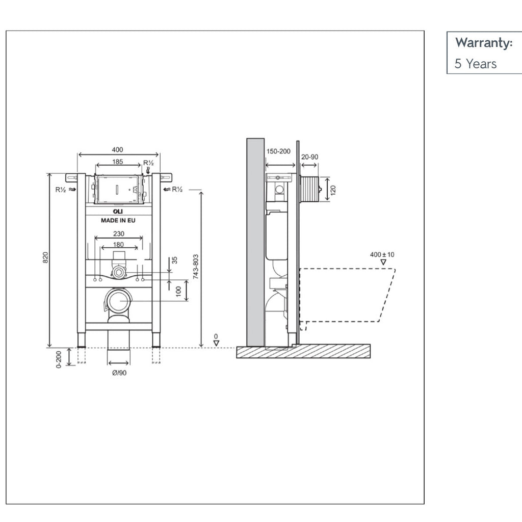 concealed flush cistern technical drawing-tapron