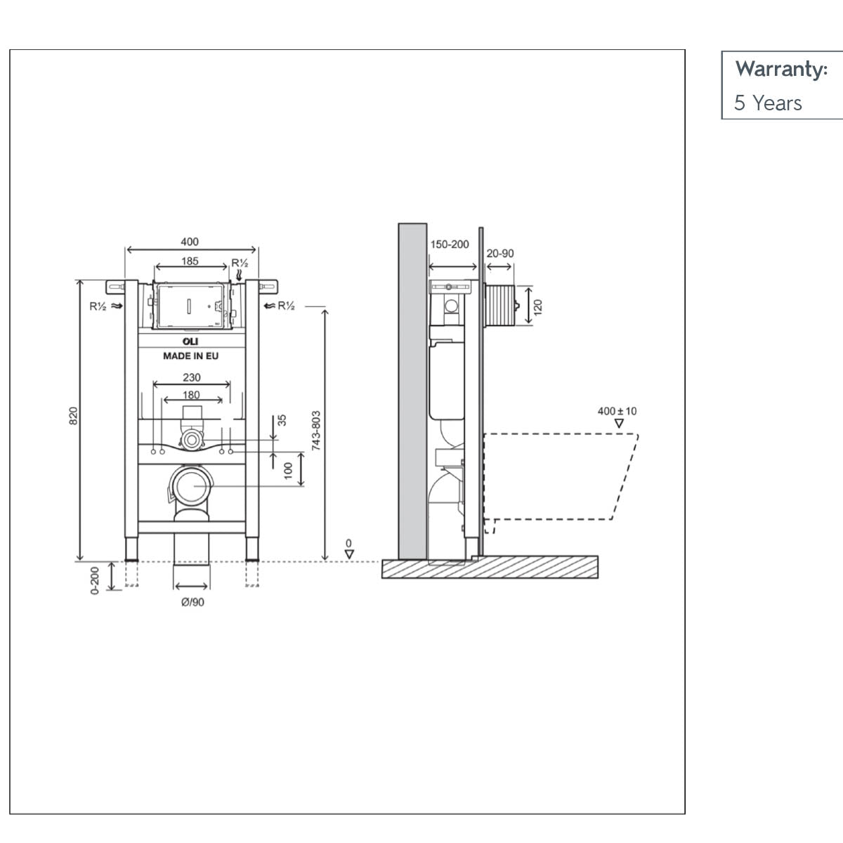 concealed flush cistern technical drawing-tapron
