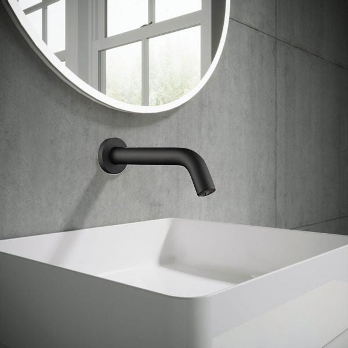 Wall-Mounted Black Sensor Tap - Matt Black