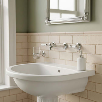 Wall-Mounted Victorian 3-Hole Lever Basin Mixer Tap Main image