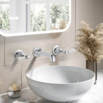 Wall-Mounted Victorian 3-Hole Lever Basin Mixer Tap Main image