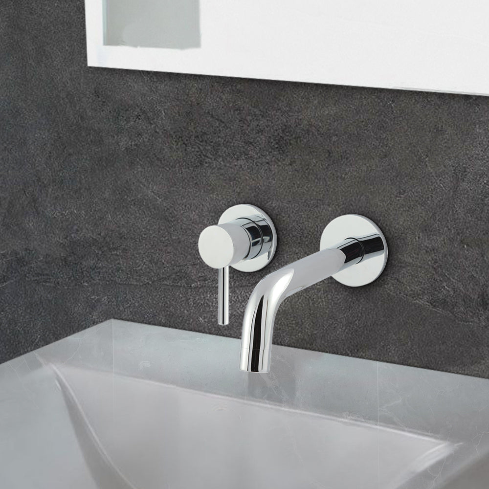 Wall Mounted 2 Hole Basin Mixer Tap - Chrome Secondary image
