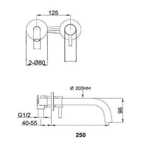 Wall Mounted Basin Mixer with Slim Spout Tapron UK