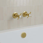 Wall Mounted Pinch On/Off Bath Valves - Gold