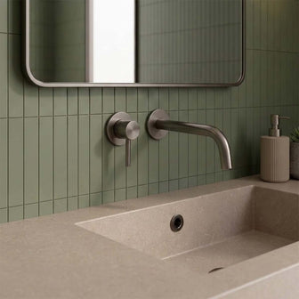 Wall Mounted Single Lever Brushed Black Basin Mixer Tap Main image