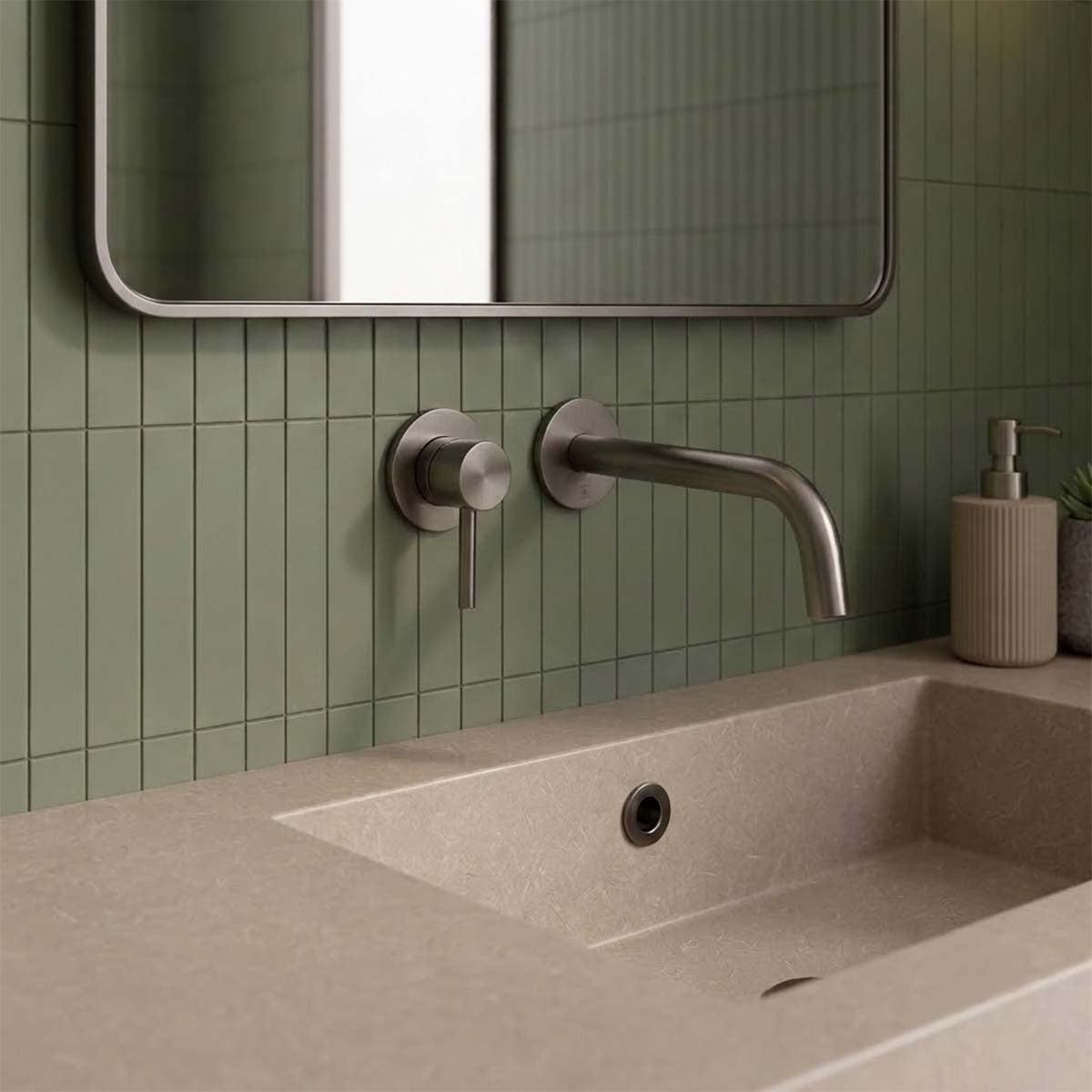 Wall Mounted Single Lever Brushed Black Basin Mixer Tap