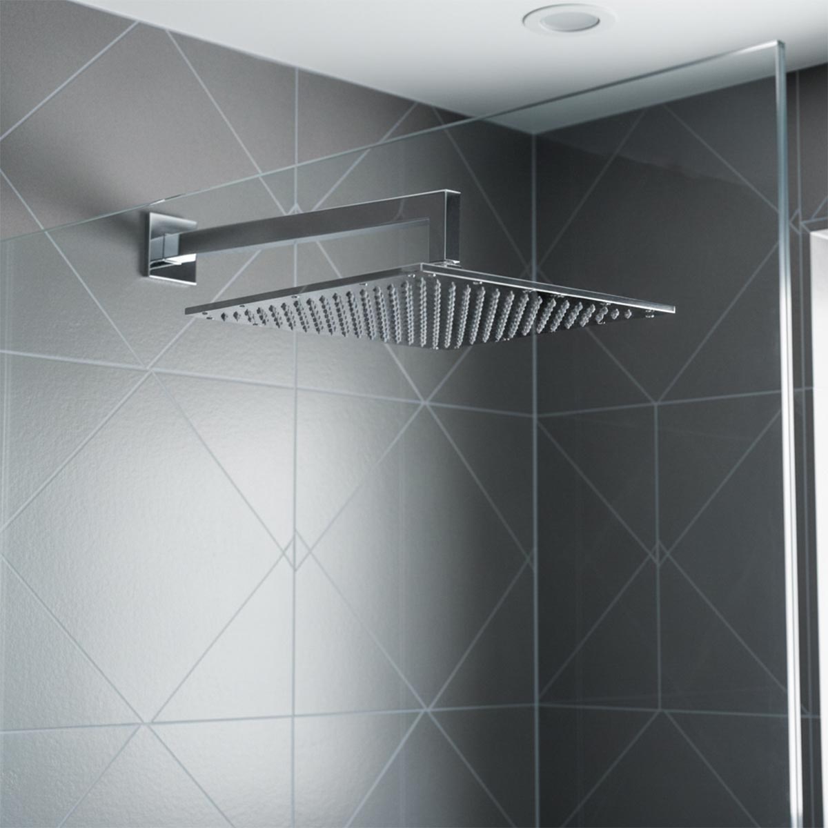 Wall Mounted Square Shower Arm, 400mm - Stainless Steel