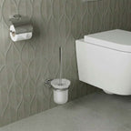Wall Mounted Toilet Brush Holder with Brush - Chrome and Frosted Glass