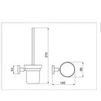 Wall Mounted Toilet Brush Holder with Brush - Chrome and Frosted Glass technical 
