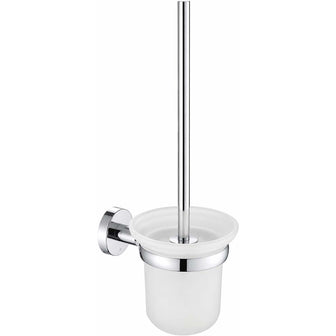 Wall Mounted Toilet Brush Holder with Brush - Chrome and Frosted Glass Secondary image