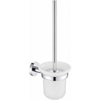 Wall Mounted Toilet Brush Holder with Brush - Chrome and Glass
