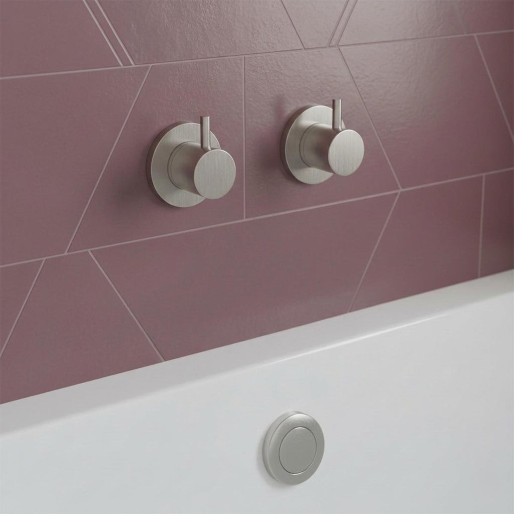 Wall On/Off Bath Valves - Brushed Stainless Steel