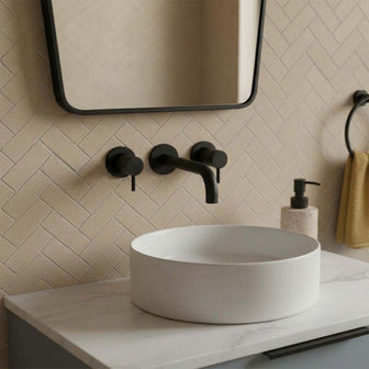 Wall mounted 3 hole basin tap matt black  Main image