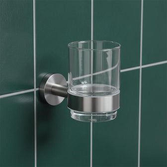 Brushed Stainless Steel Tumbler Holder with Glass Secondary image