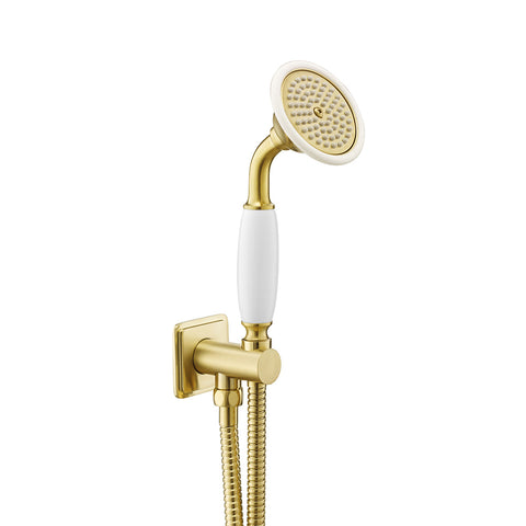 Water Outlet and Holder with Hand-Shower - Brushed Brass