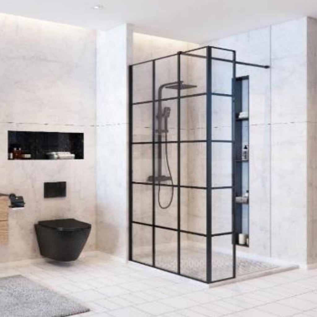 Wetroom Black Frame and Return Panel