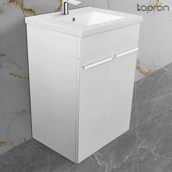 White Floor Standing Vanity Unit with Basin Main image