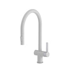 White kitchen tap mixer with pull out
