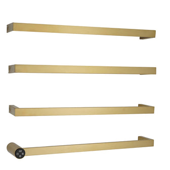 PrimeZion Brushed Brass Round Electric Towel Rail Bars Secondary image
